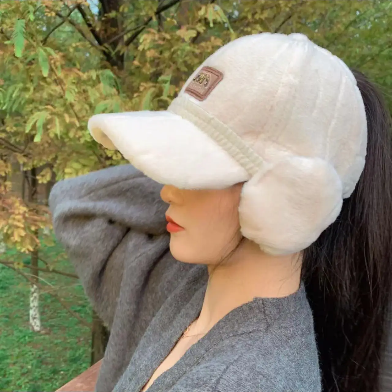 Women's Fleece Lined Winter Baseball Cap with Ponytail - Image 2