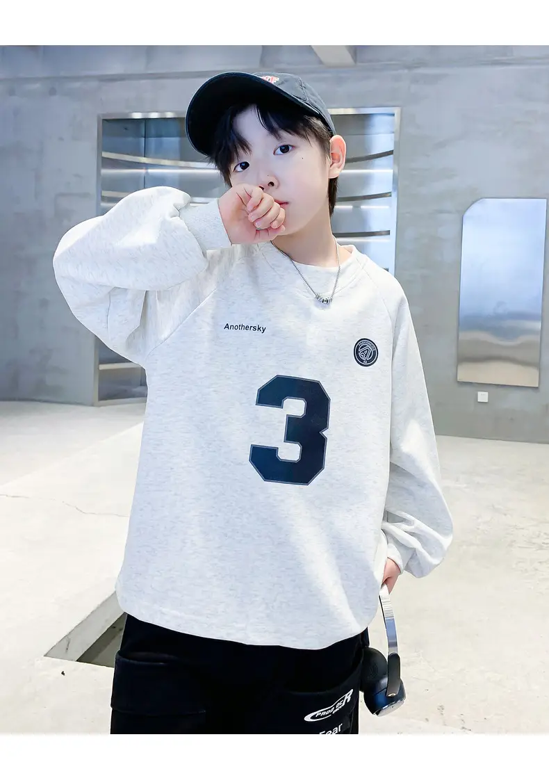 Boys White Oversized Sweatshirt Set with 3 Back Design — feature 15