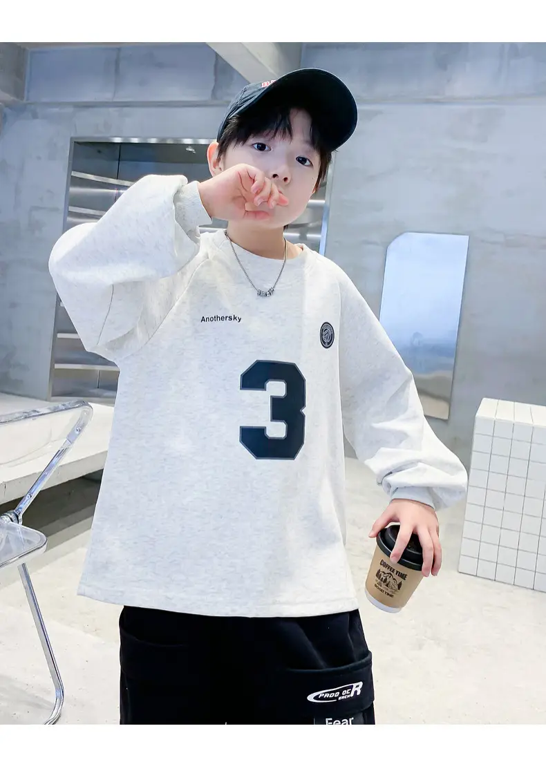 Boys White Oversized Sweatshirt Set with 3 Back Design — feature 17