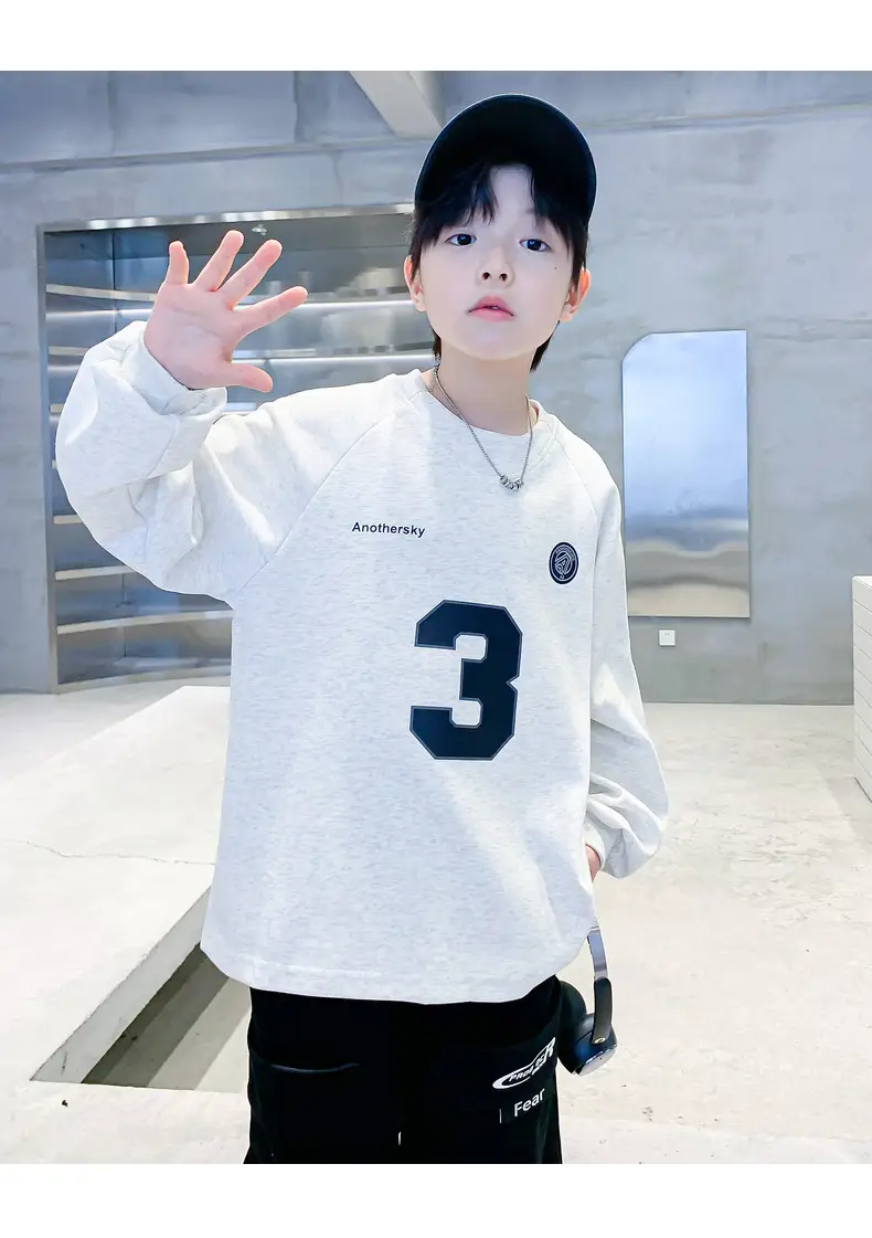Boys White Oversized Sweatshirt Set with 3 Back Design — feature 19