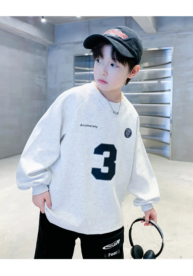 Boys White Oversized Sweatshirt Set with 3 Back Design — feature 20