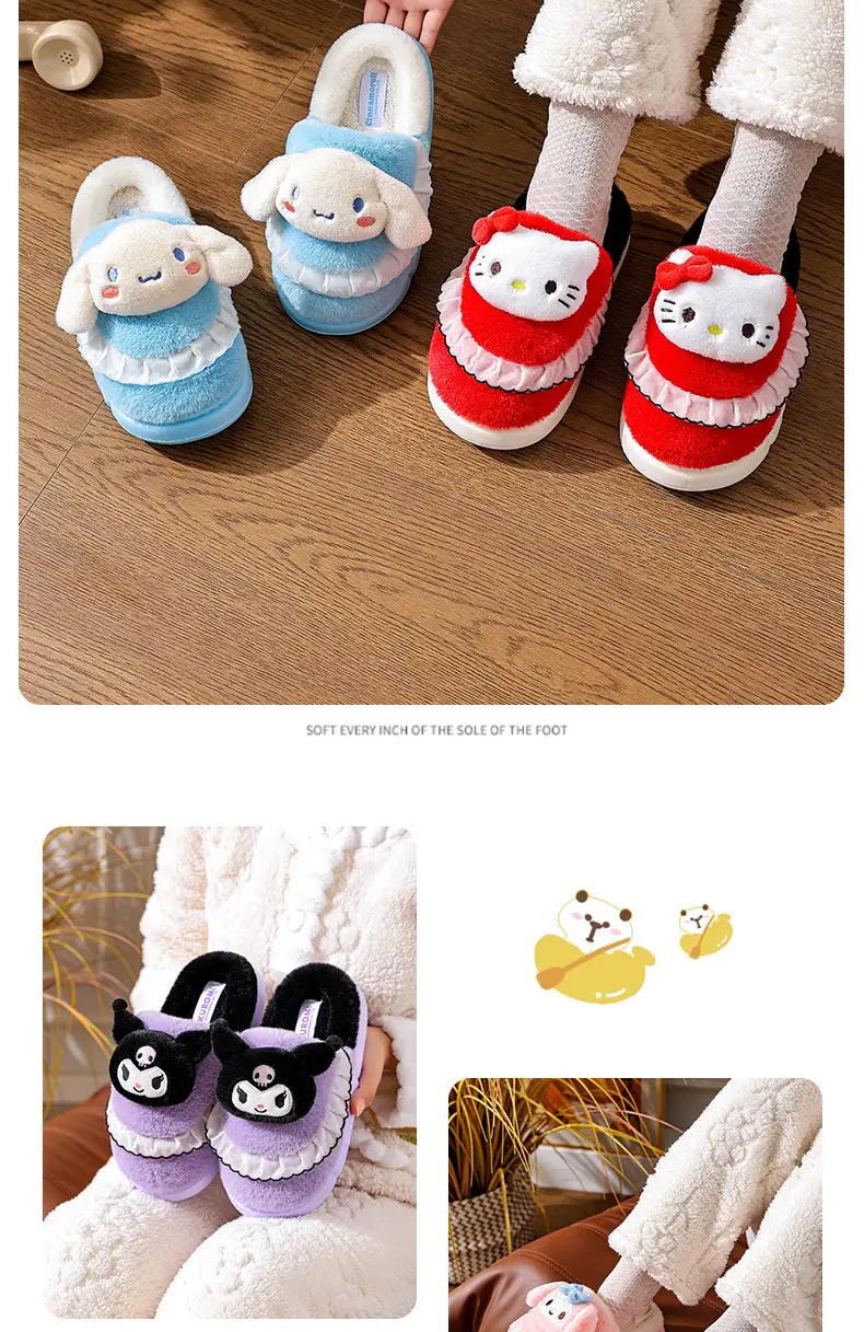 2025 Sanrio Kuromi Winter Cotton Slippers Women Pink — feature 14