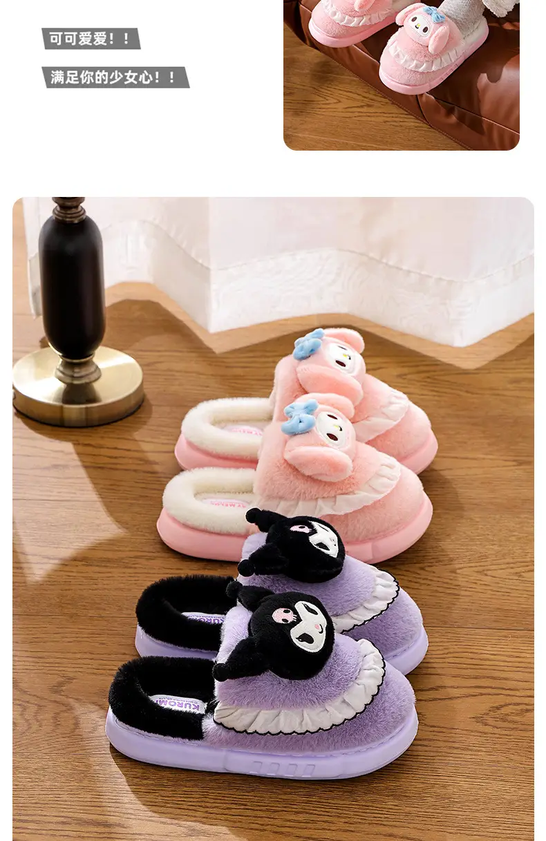 2025 Sanrio Kuromi Winter Cotton Slippers Women Pink — feature 15