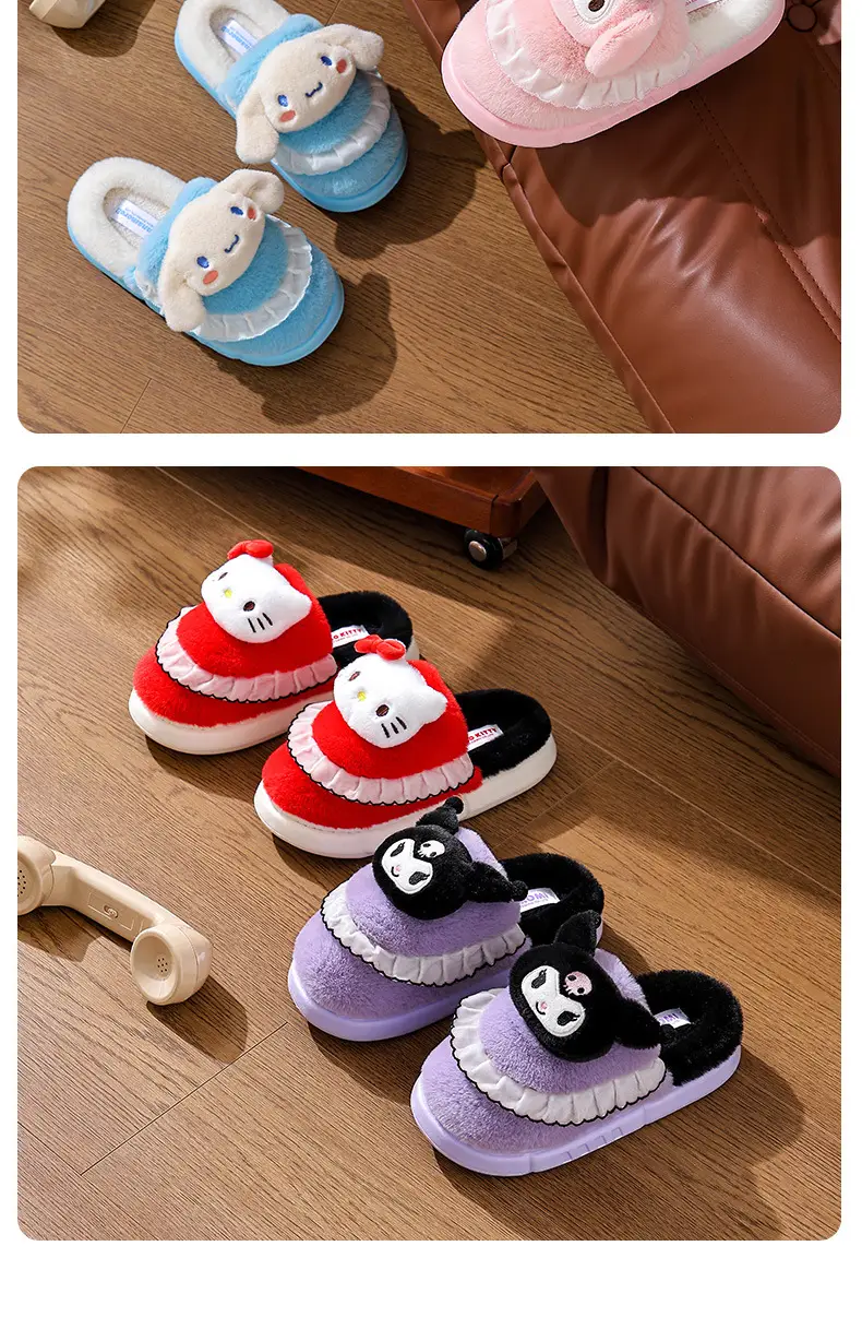 2025 Sanrio Kuromi Winter Cotton Slippers Women Pink — feature 17
