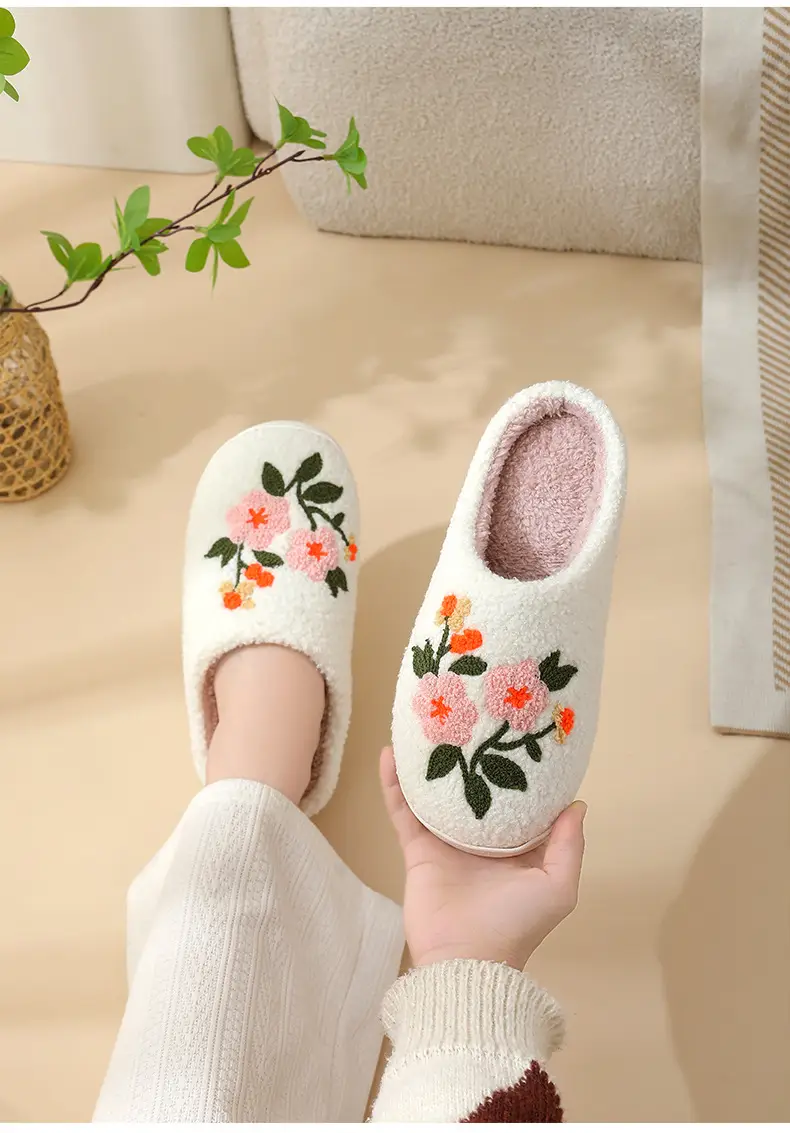 Cross-Border Home Cute Three-Color Flower Winter Cotton Slippers for Women's Home Wholesale Warm Indoor Slippers Temu Dropshipping — feature 16