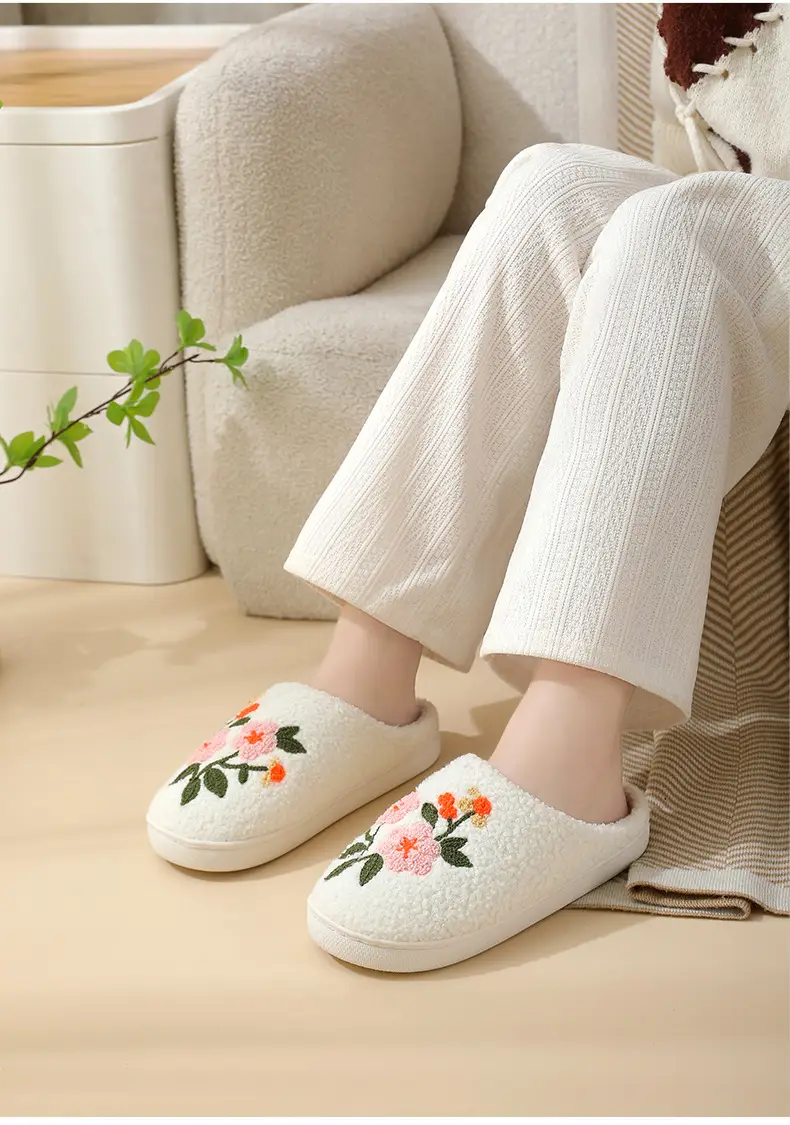 Cross-Border Home Cute Three-Color Flower Winter Cotton Slippers for Women's Home Wholesale Warm Indoor Slippers Temu Dropshipping — feature 17