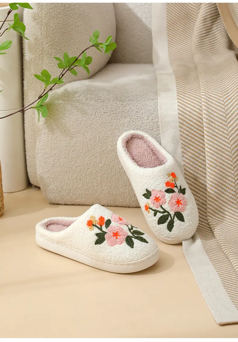 Cross-Border Home Cute Three-Color Flower Winter Cotton Slippers for Women's Home Wholesale Warm Indoor Slippers Temu Dropshipping — feature 18
