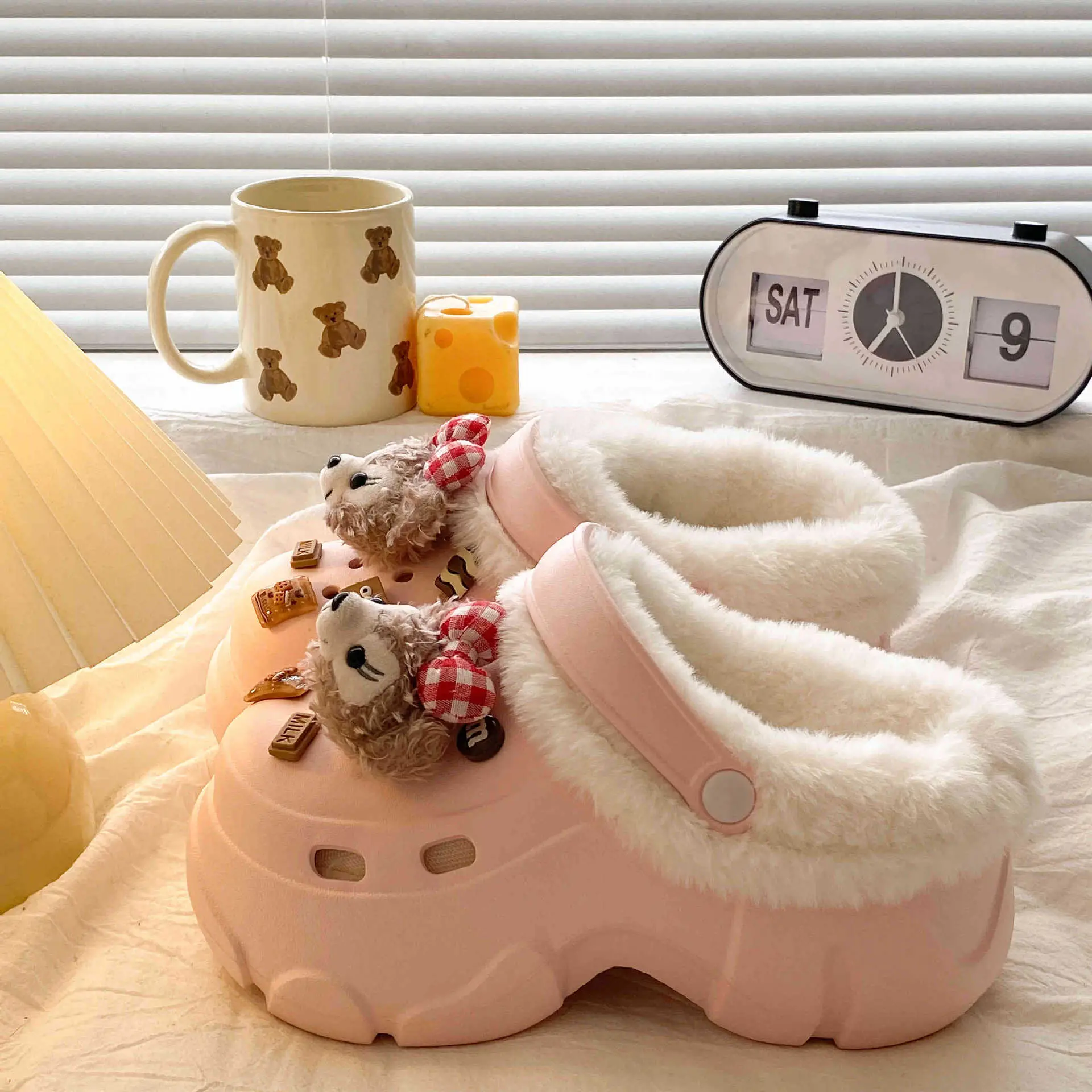 Winter Fleece Lined Clogs for Women Pink - Image 6