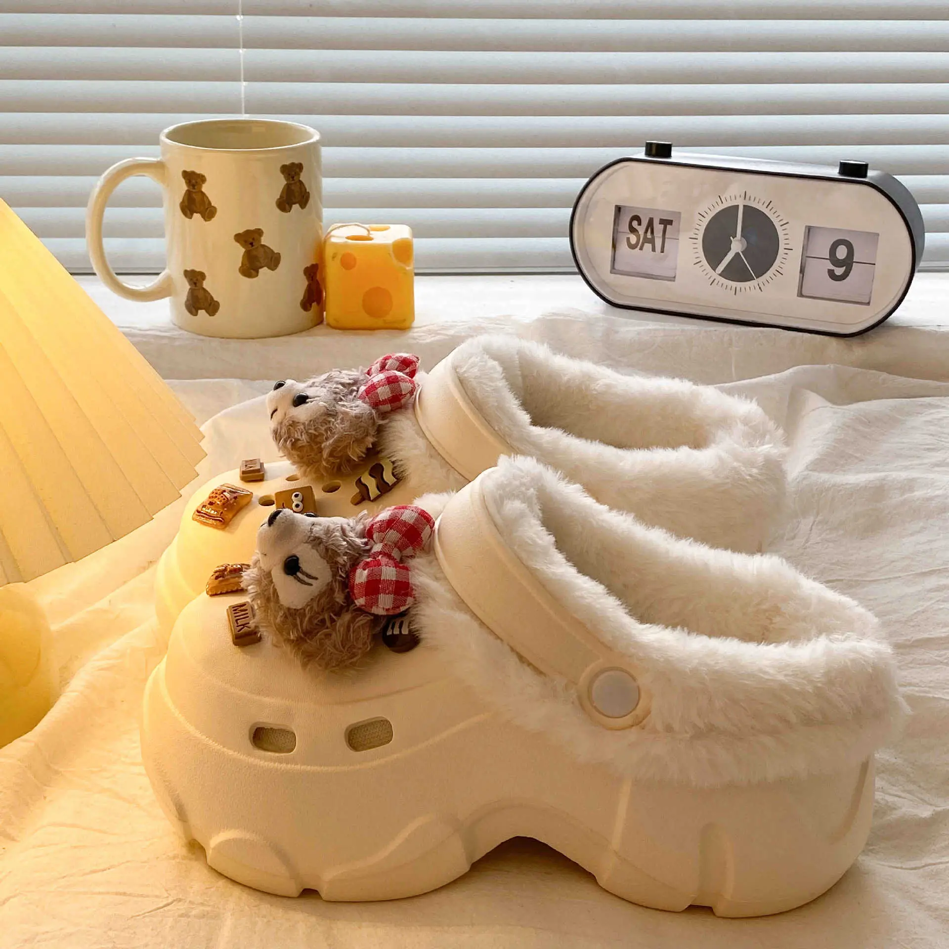 Winter Fleece Lined Clogs for Women Pink - Image 8