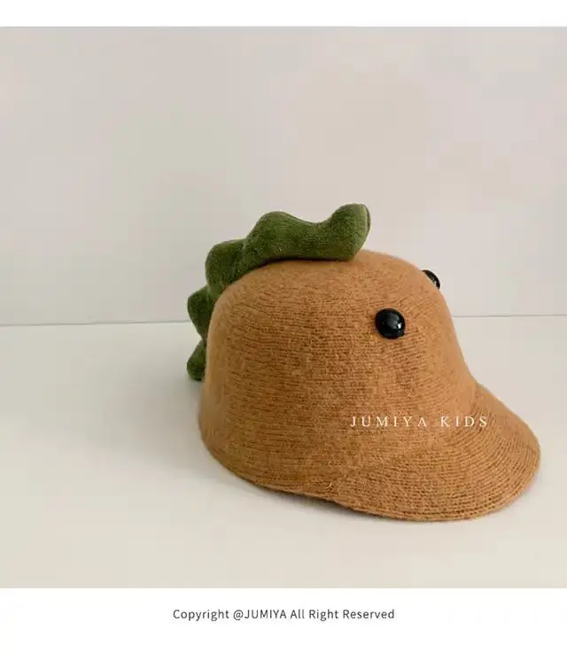 Cute Dinosaur Woolen Kids Hat Grey Winter — feature 8