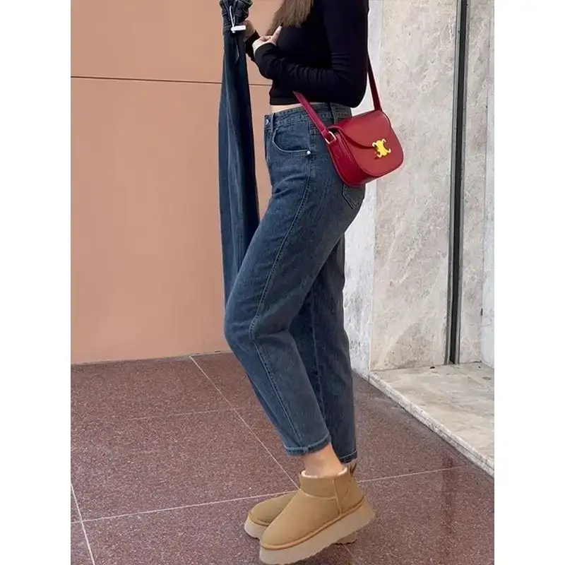 Dark Blue Harem Jeans Women Summer Loose Slimming High Waist — feature 9