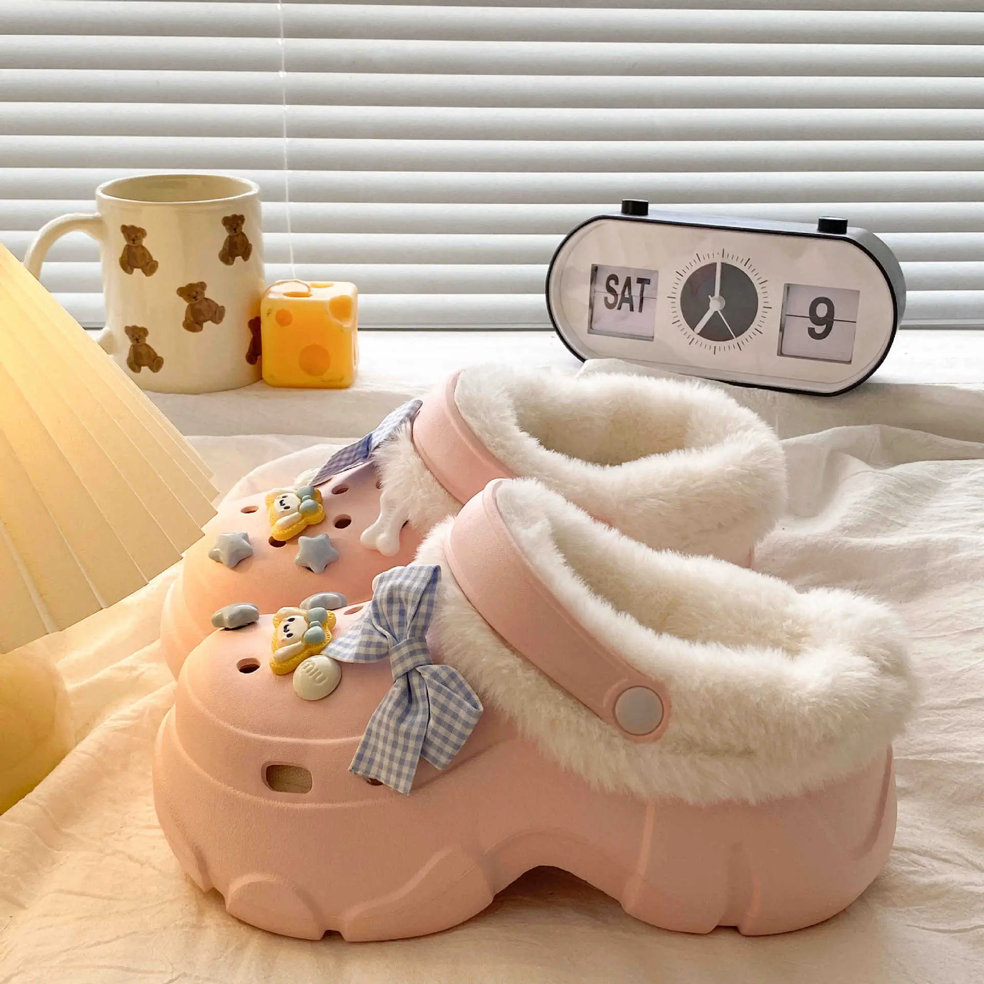 Women's White Arch Support Cotton Slippers Winter Warm - Image 5