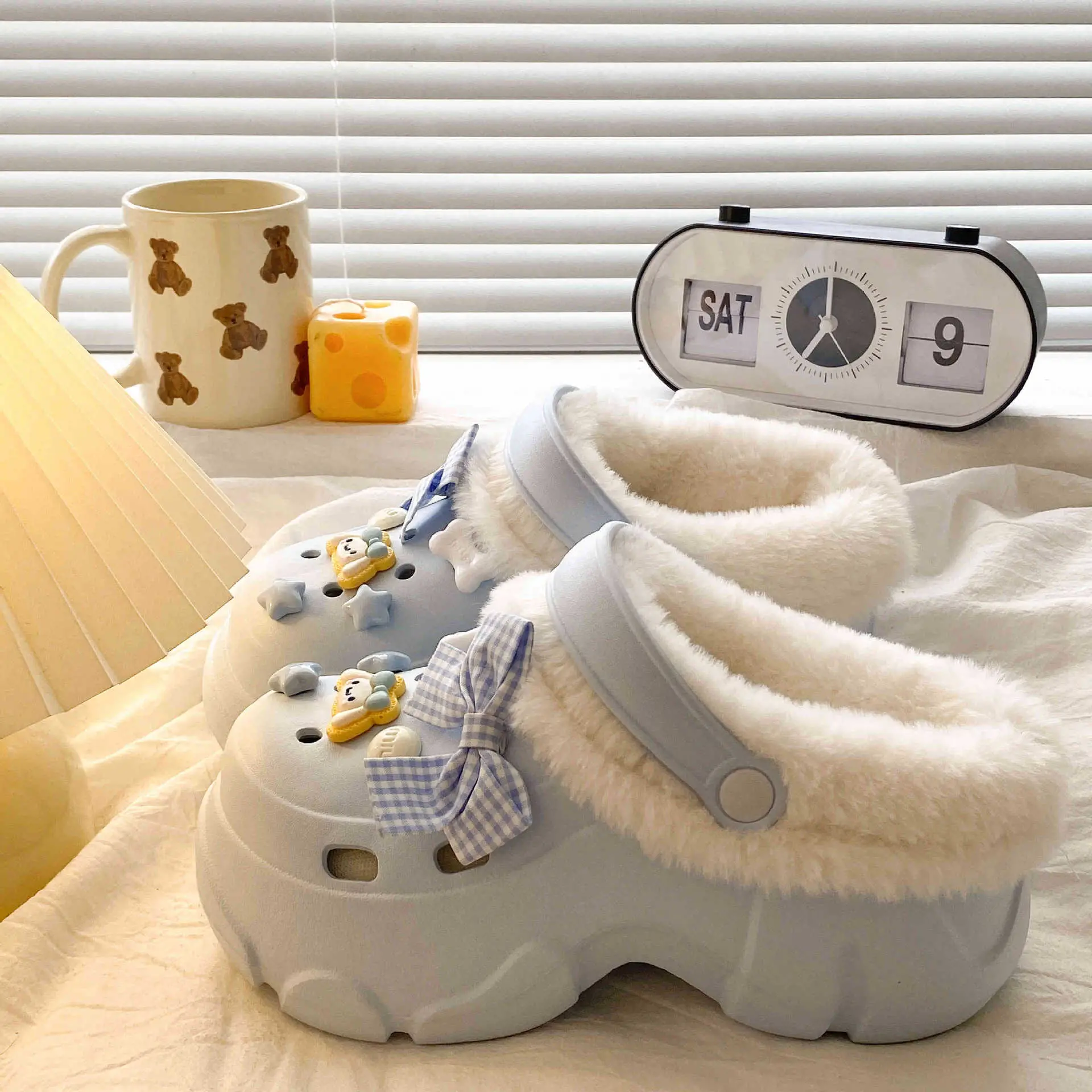 Women's White Arch Support Cotton Slippers Winter Warm - Image 6