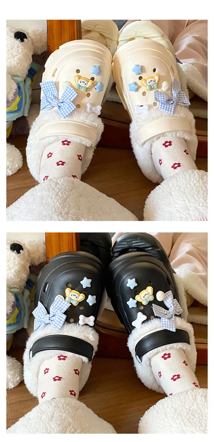 Women's White Arch Support Cotton Slippers Winter Warm — feature 21