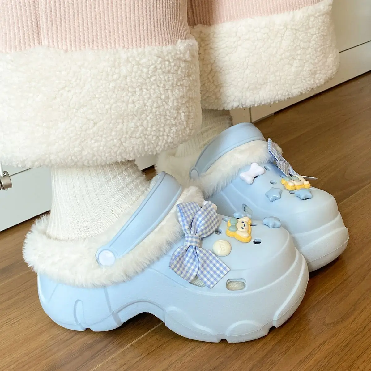 Women's White Arch Support Cotton Slippers Winter Warm — feature 28
