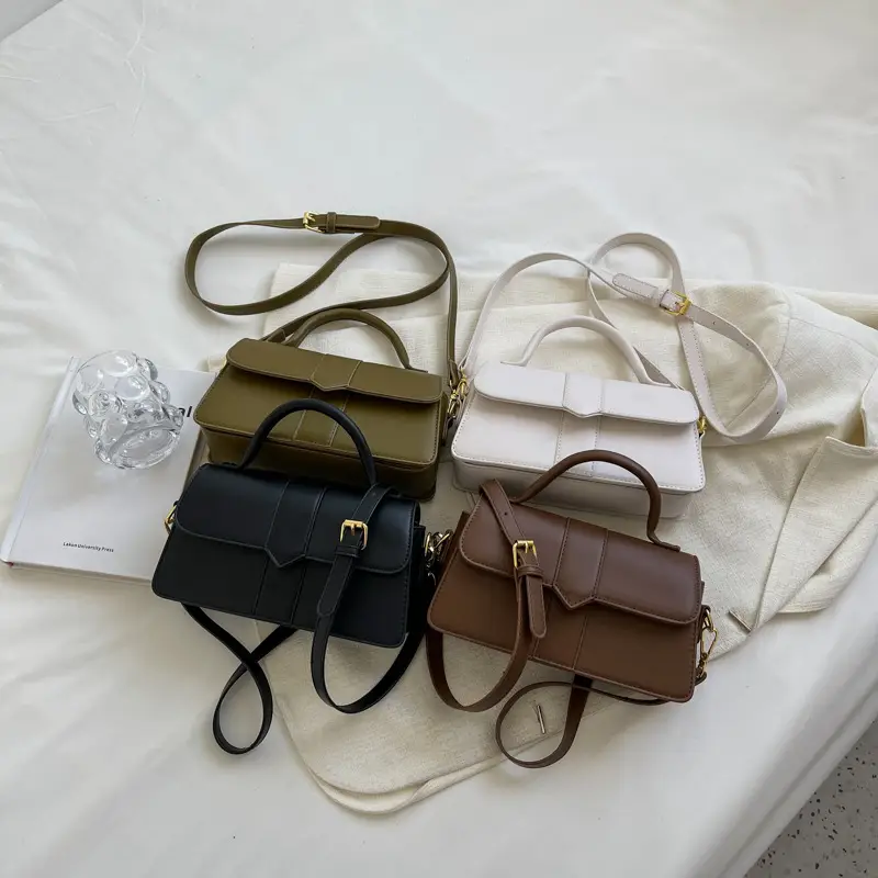 Women's Small Square Brown Leather Crossbody Bag - Image 6