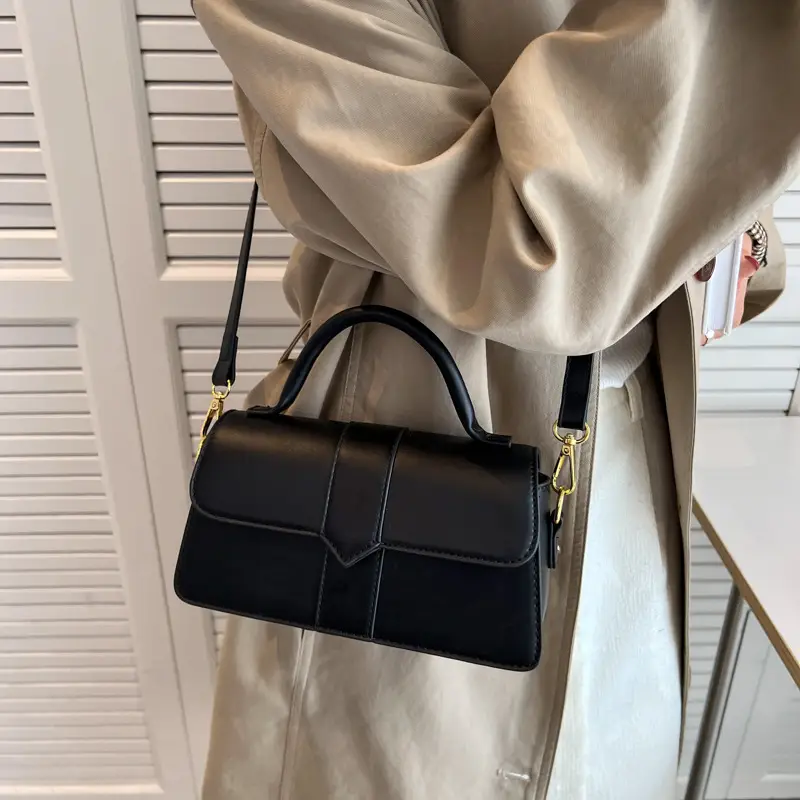 Women's Small Square Brown Leather Crossbody Bag - Image 7