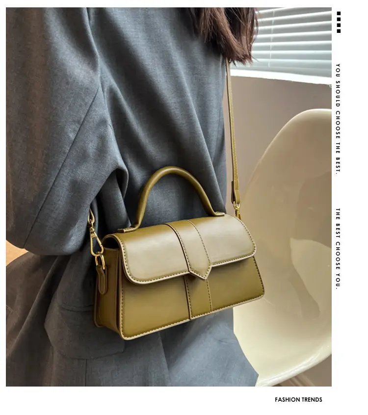 Women's Small Square Brown Leather Crossbody Bag — feature 1