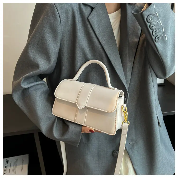 Women's Small Square Brown Leather Crossbody Bag — feature 15
