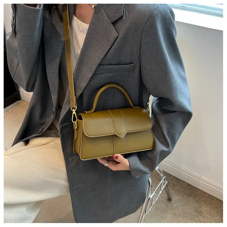 Women's Small Square Brown Leather Crossbody Bag — feature 18