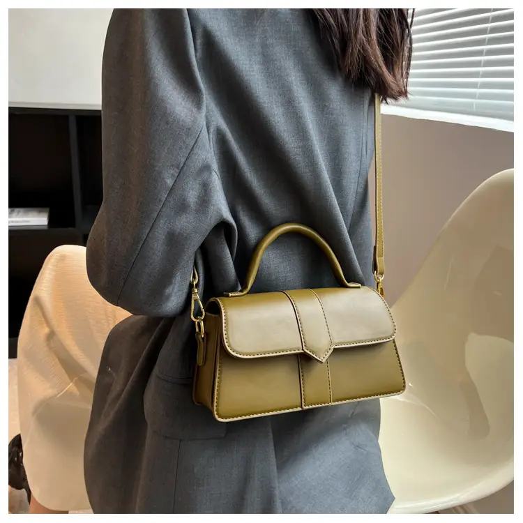 Women's Small Square Brown Leather Crossbody Bag — feature 20