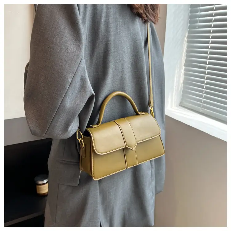 Women's Small Square Brown Leather Crossbody Bag — feature 21