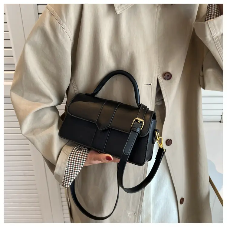 Women's Small Square Brown Leather Crossbody Bag — feature 22