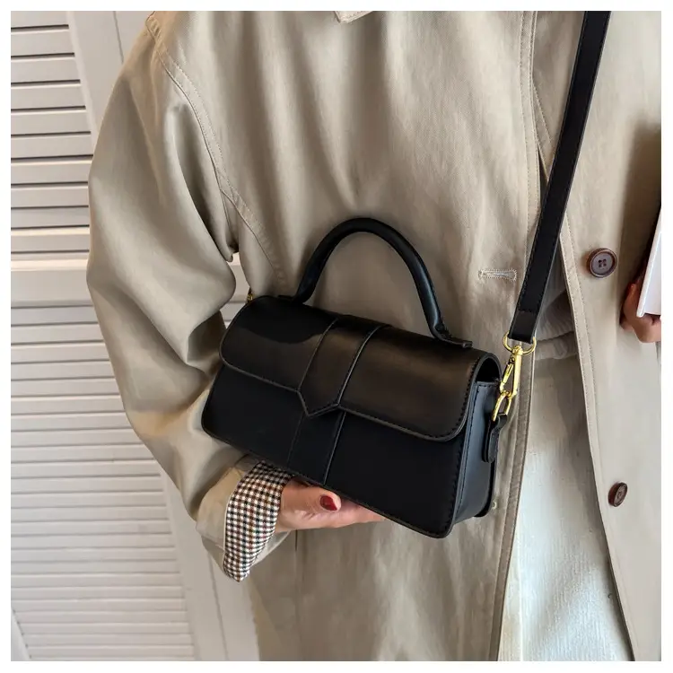 Women's Small Square Brown Leather Crossbody Bag — feature 23