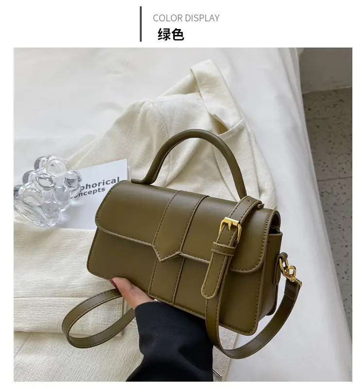 Women's Small Square Brown Leather Crossbody Bag — feature 28