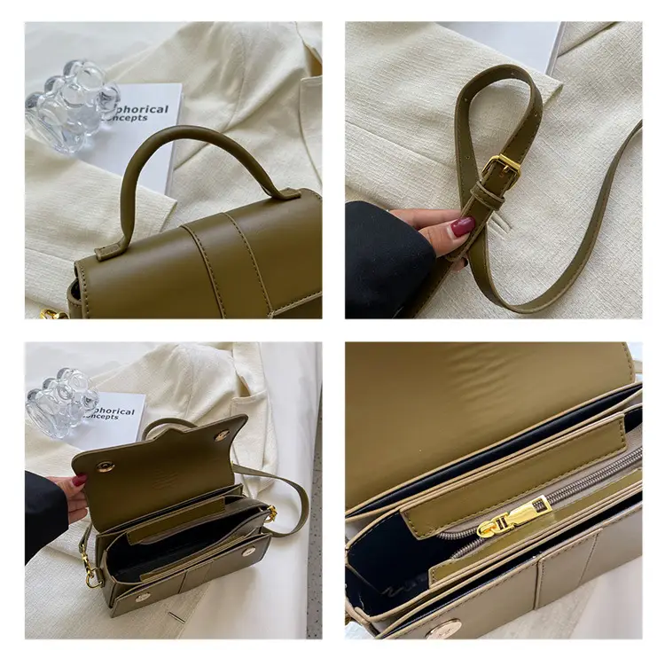 Women's Small Square Brown Leather Crossbody Bag — feature 30