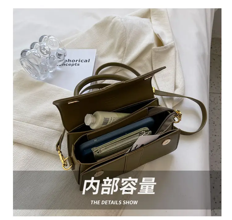 Women's Small Square Brown Leather Crossbody Bag — feature 7
