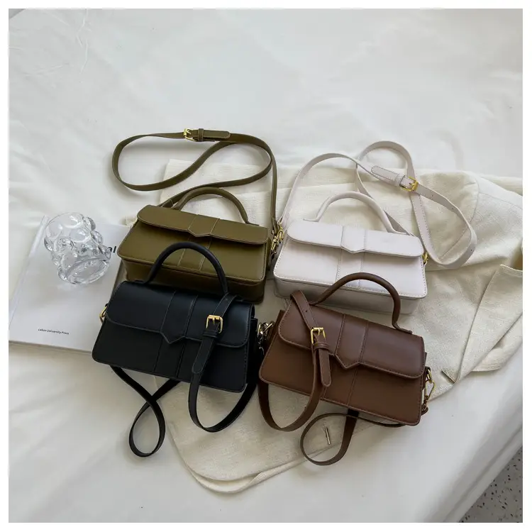 Women's Small Square Brown Leather Crossbody Bag — feature 9