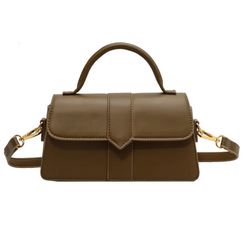 Women's Small Square Brown Leather Crossbody Bag - Image 4