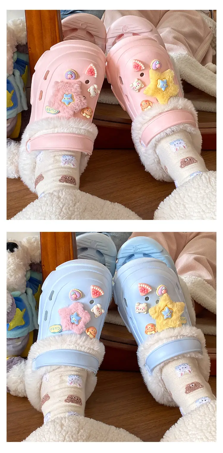 Women's Fleece Lined Clogs Winter Slippers Cream — feature 12