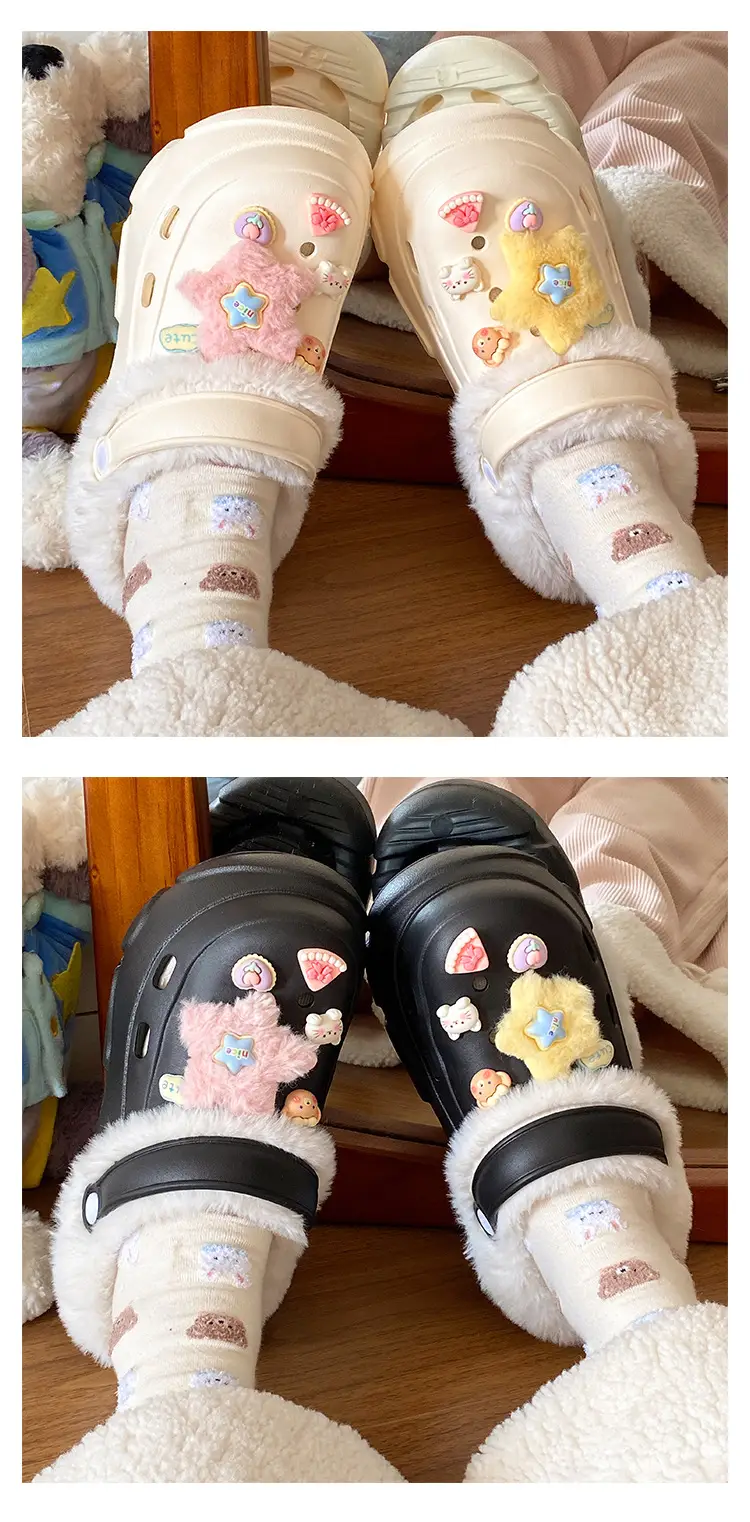 Women's Fleece Lined Clogs Winter Slippers Cream — feature 13