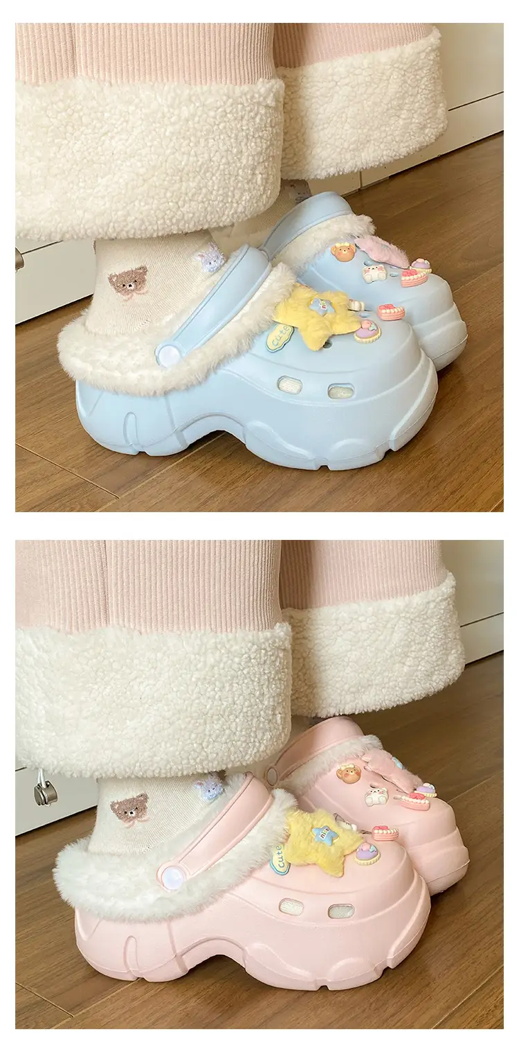 Women's Fleece Lined Clogs Winter Slippers Cream — feature 15