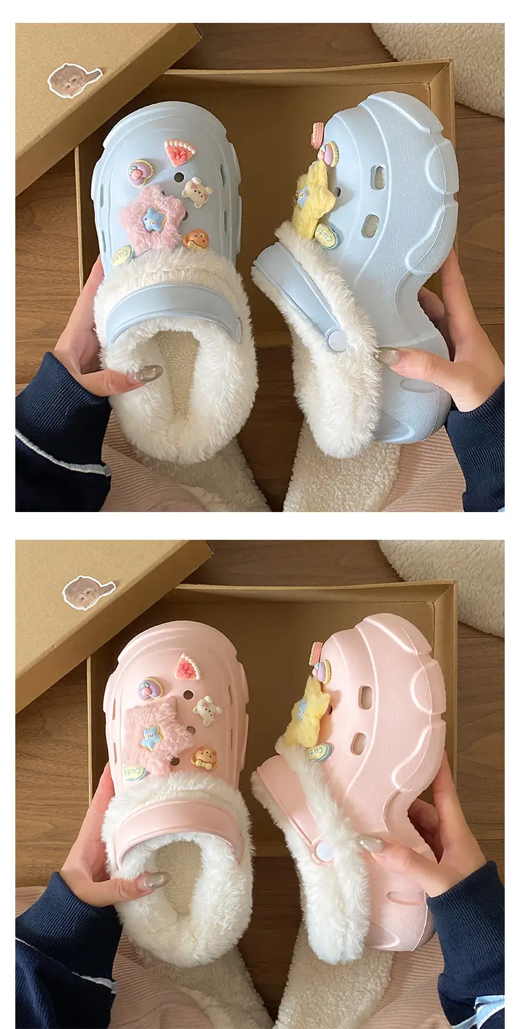 Women's Fleece Lined Clogs Winter Slippers Cream — feature 18
