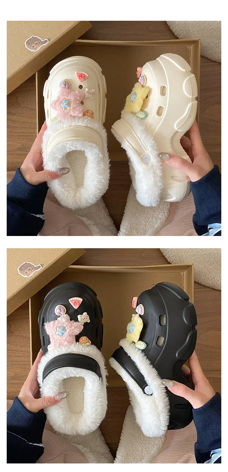 Women's Fleece Lined Clogs Winter Slippers Cream — feature 19
