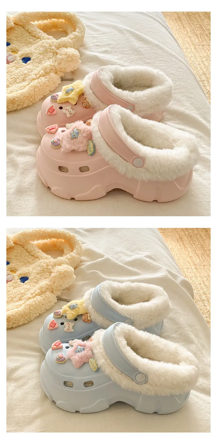 Women's Fleece Lined Clogs Winter Slippers Cream — feature 20