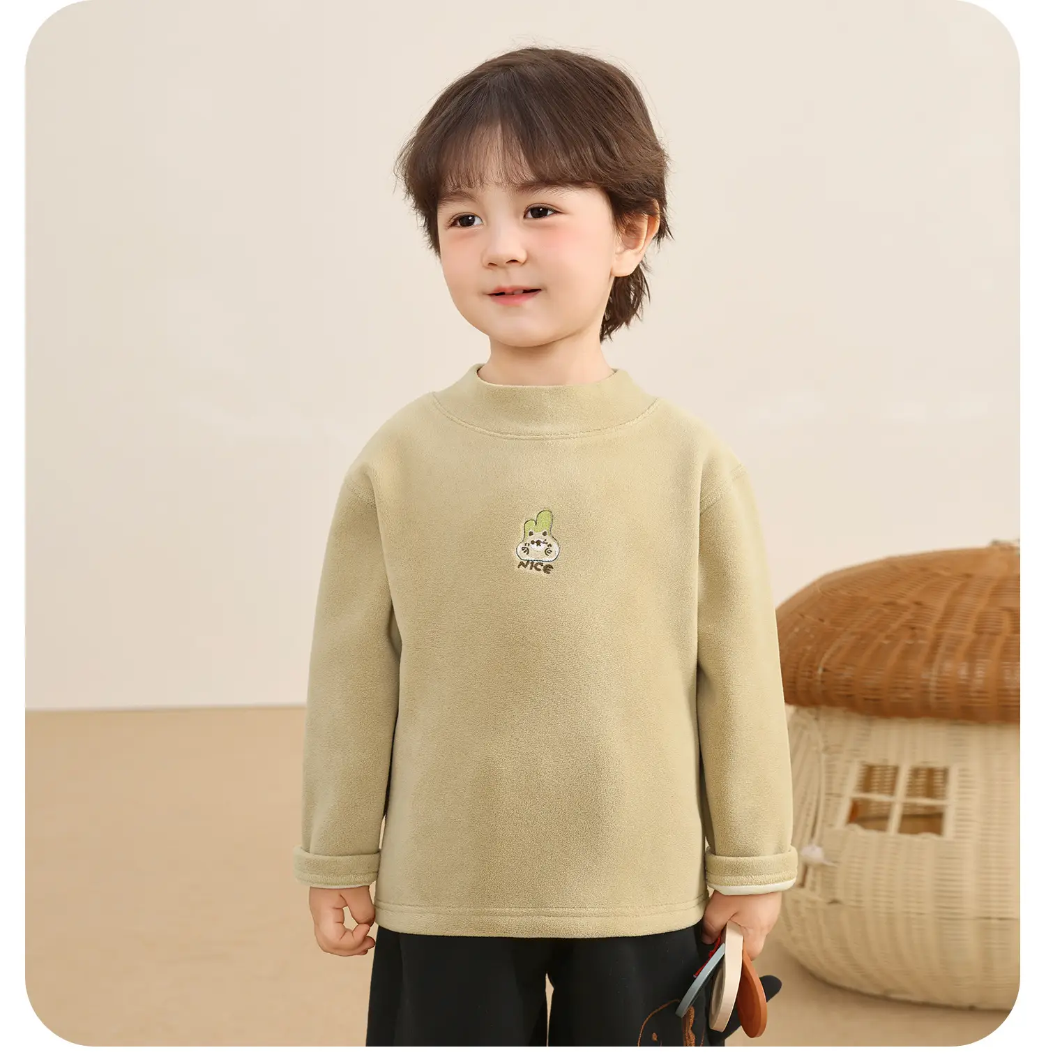 Baby Fleece Lined Base Layer Shirt for Boys Winter Warm Top — feature 10