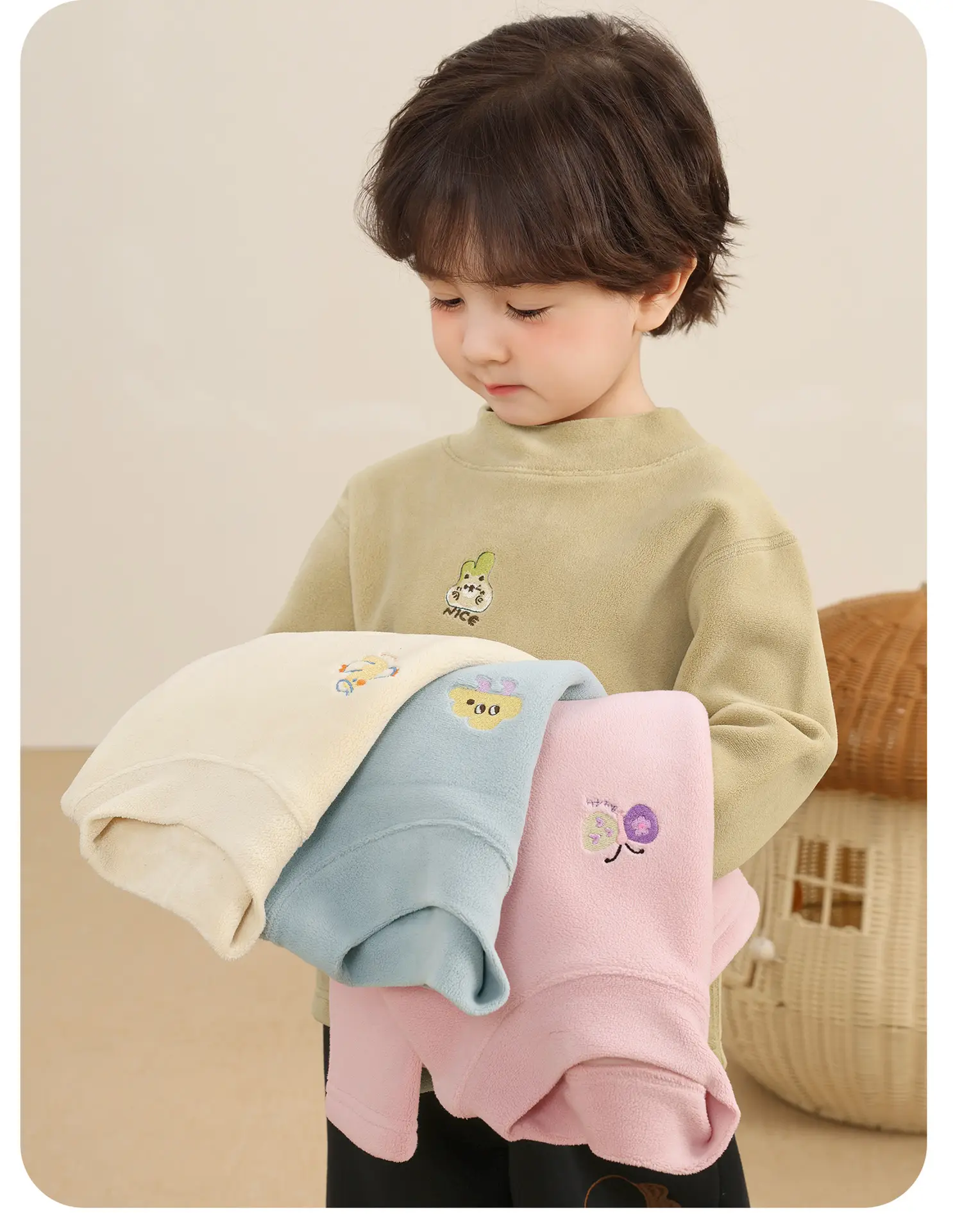 Baby Fleece Lined Base Layer Shirt for Boys Winter Warm Top — feature 3