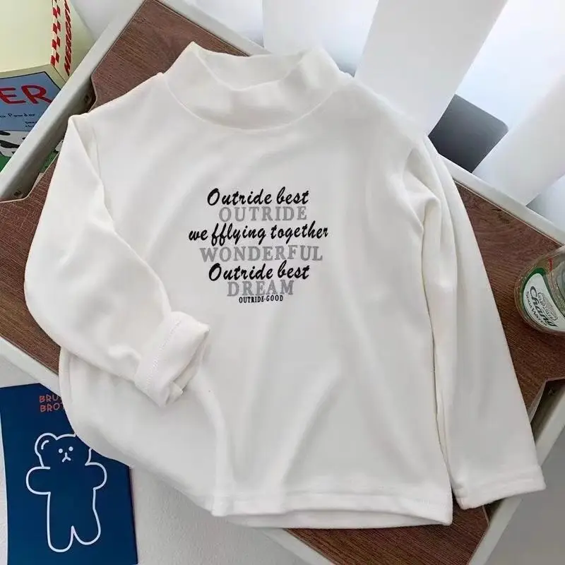 Girls Black Sweatshirt Outerwear Letter Print Long Sleeve — feature 7