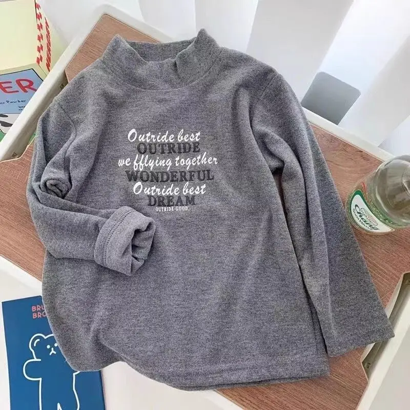 Girls Black Sweatshirt Outerwear Letter Print Long Sleeve - Image 3