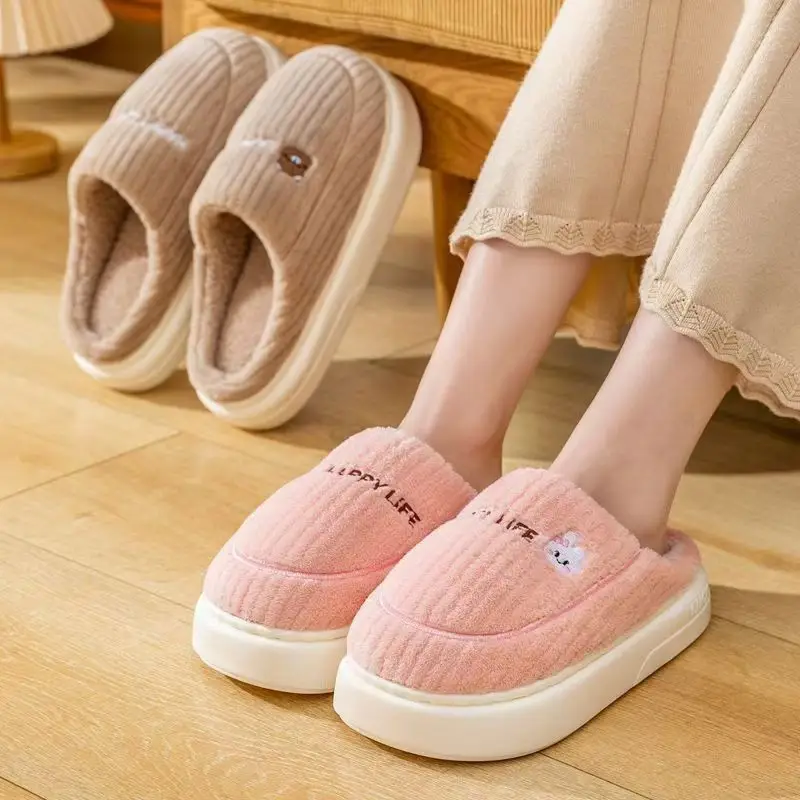 Thickened Cotton Slippers for Autumn and Winter, Popular Indoor Couple Home Non-Slip Warm Slippers with a Stepping-On-Clouds Feel, Maternity Slippers for Women - Image 7