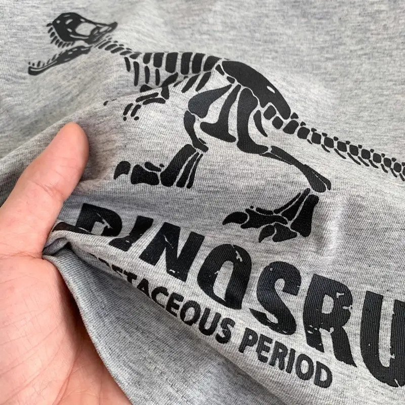 Children's Cartoon Dinosaur T-Shirt Grey Black Spring 2025 — feature 5