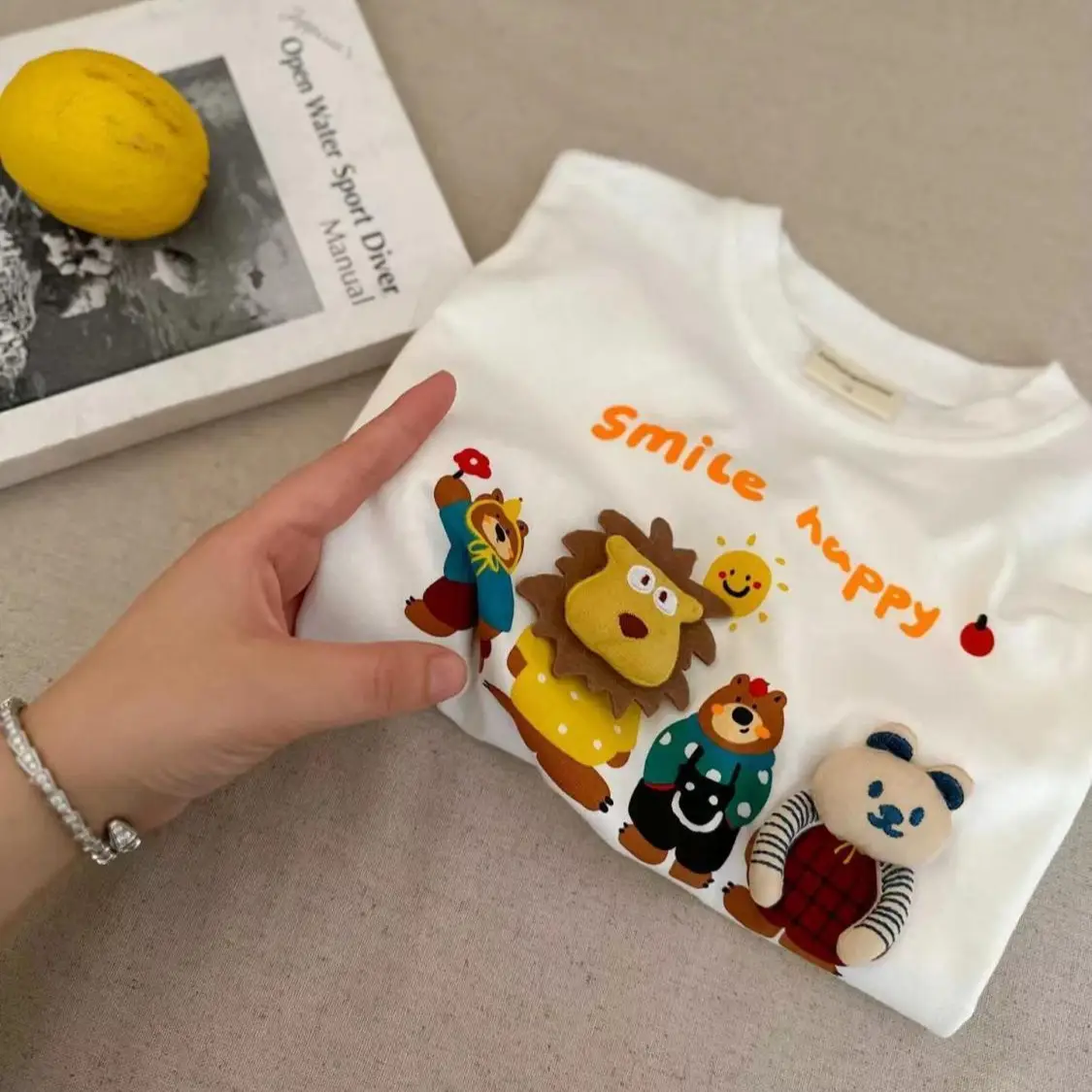 3D Animal Print Boys T-Shirt White Autumn Winter Warm