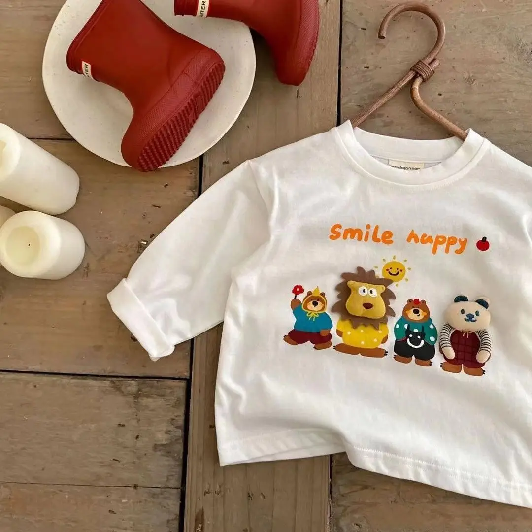 3D Animal Print Boys T-Shirt White Autumn Winter Warm — feature 9
