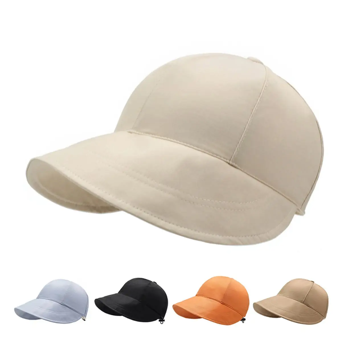 Men Deep Duckbill Cap with Wide Brim Beige - Image 6
