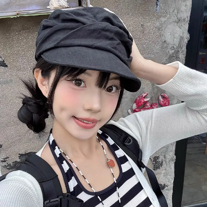 Japanese Retro Linen Beret for Women Early Autumn Thin Face-Slimming Cap - Image 4