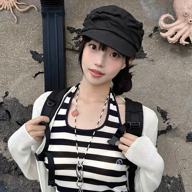 Japanese Retro Linen Beret for Women Early Autumn Thin Face-Slimming Cap - Image 7
